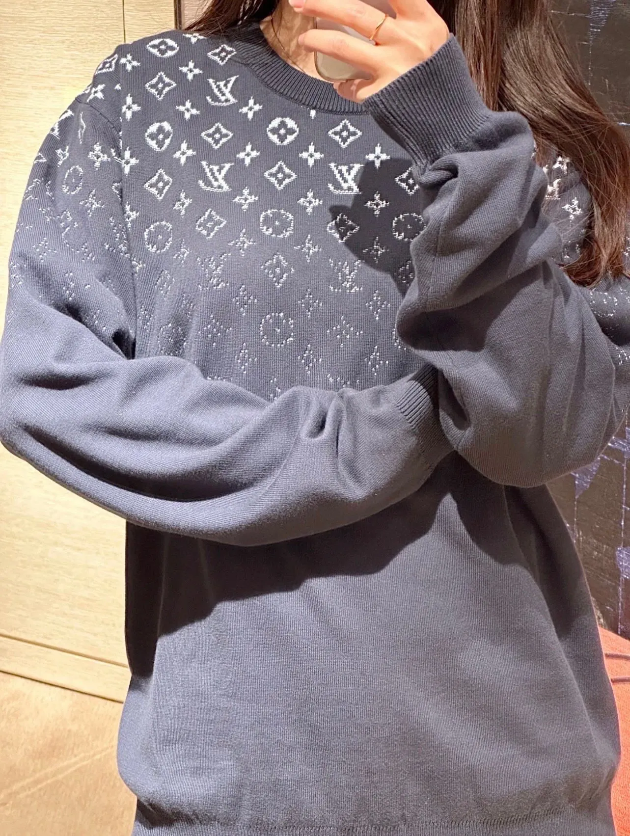 Louis Vuitton/Louis Vuitton gradient old flower jacquard crew neck sweater